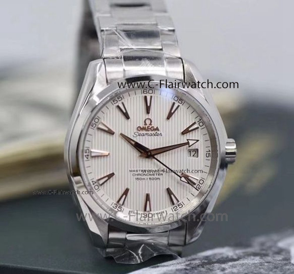 Fake Omega Seamaster Aqua Terra Watch Stainless Steel White Face